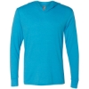Custom Unisex Triblend Hooded Long Sleeve Pullover T-Shirt Vintage Turquoise
