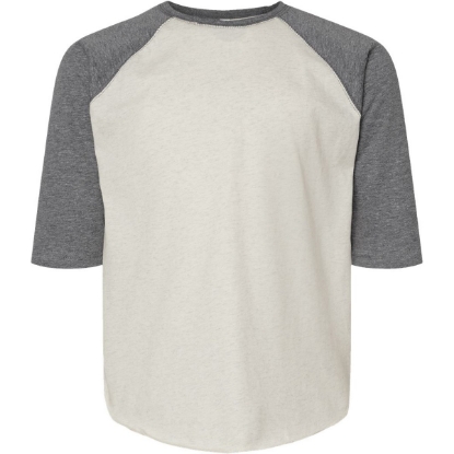 Custom Youth Baseball Fine Jersey Three-Quarter Sleeve Tee Natural Heather/ Granite Heather