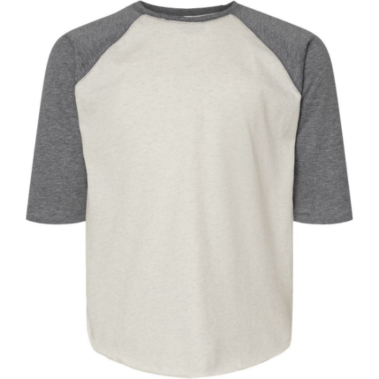 Custom Youth Baseball Fine Jersey Three-Quarter Sleeve Tee Natural Heather/ Granite Heather