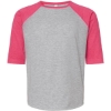 Custom Youth Baseball Fine Jersey Three-Quarter Sleeve Tee Vintage Heather/ Vintage Hot Pink