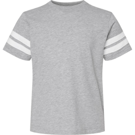 Custom Youth Football Fine Jersey Tee Vintage Heather/ White