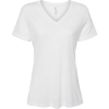 Custom Womens Relaxed Triblend V-Neck Tee Solid White Triblend