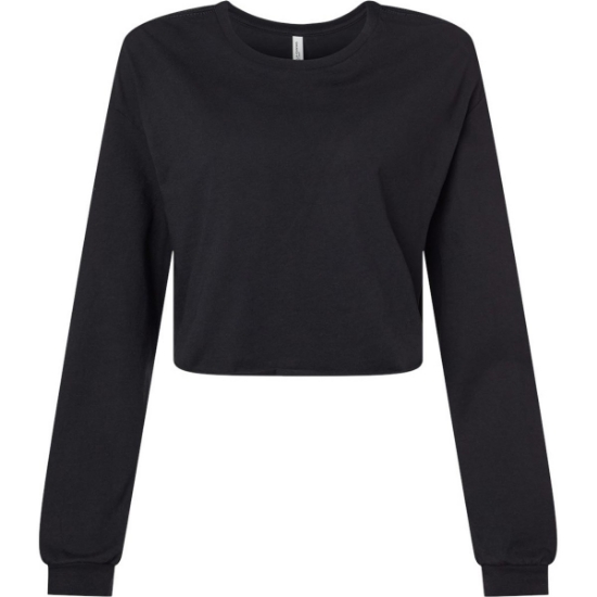 Custom Womens FWD Fashion Crop Long Sleeve Tee Black