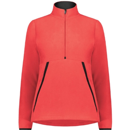 Custom Womens Eco Revive™ Polar Fleece Quarter-Zip Pullover Scarlet