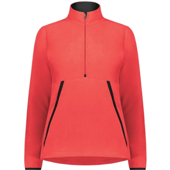 Custom Womens Eco Revive™ Polar Fleece Quarter-Zip Pullover Scarlet