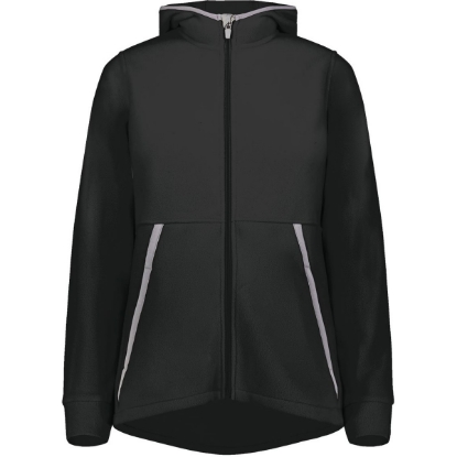 Custom Womens Eco Revive™ Polar Fleece Hooded Full-Zip Jacket Black