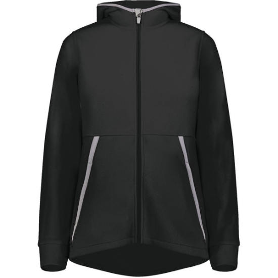 Custom Womens Eco Revive™ Polar Fleece Hooded Full-Zip Jacket Black