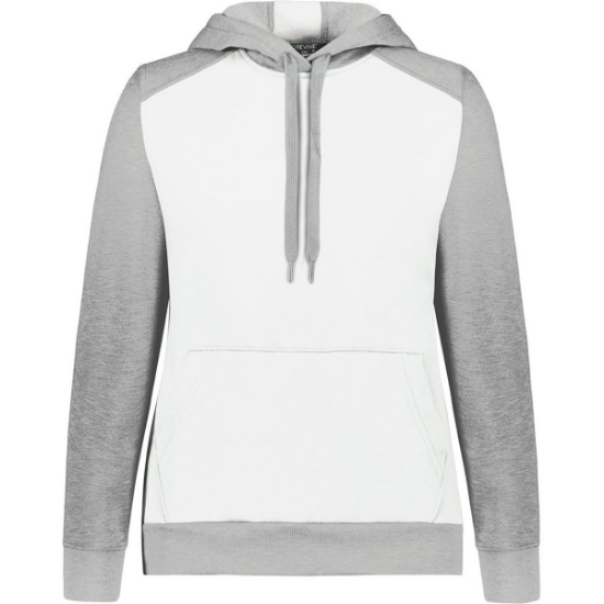 Custom Womens Eco Revive™ Three-Season Triblend Fleece Hooded Sweatshirt White/ Grey Heather