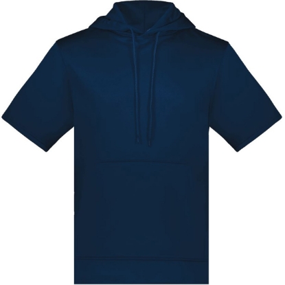 Custom Unisex Fleece Short Sleeve Hooded Pullover Navy