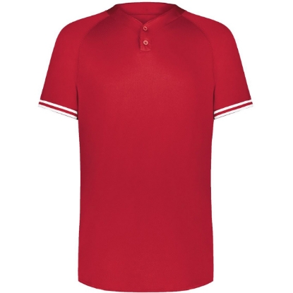 Custom Youth Cutter Henley Jersey Scarlet/ White