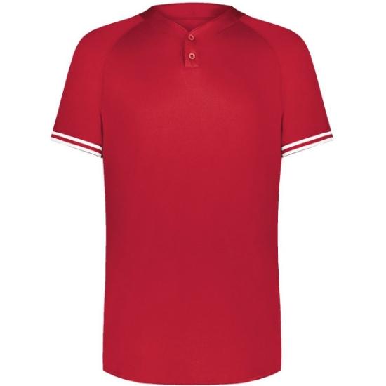Custom Youth Cutter Henley Jersey Scarlet/ White