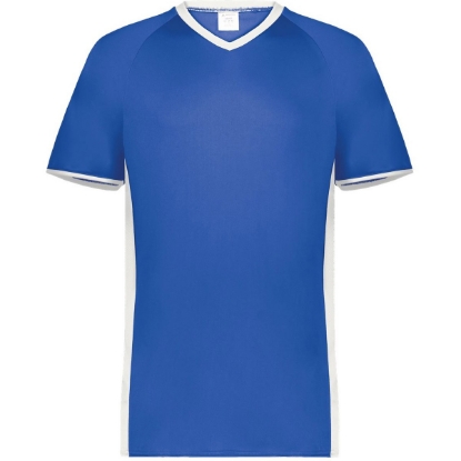 Custom Mens Cutter V-Neck Jersey Royal/ White