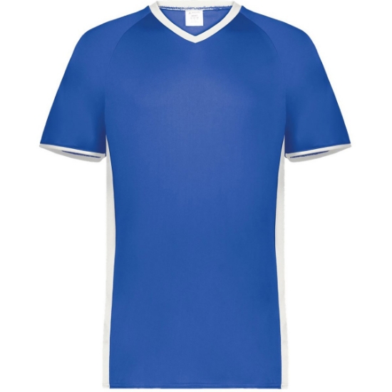 Custom Mens Cutter V-Neck Jersey Royal/ White