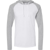 Custom Unisex Fine Jersey Hooded Long Sleeve Raglan T-Shirt Blended White/ Vintage Heather/ White