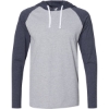 Custom Unisex Fine Jersey Hooded Long Sleeve Raglan T-Shirt Vintage Heather/ Vintage Navy/ White