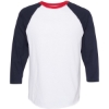 Custom Unisex Baseball Fine Jersey Three-Quarter Sleeve Tee White/ Navy/ Red