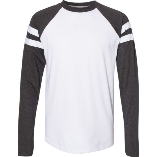 Custom Unisex Fine Jersey Mash Up Long Sleeve Tee Blended White/ Vintage Smoke