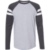 Custom Unisex Fine Jersey Mash Up Long Sleeve Tee Vintage Heather/ Vintage Navy