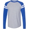 Custom Unisex Fine Jersey Mash Up Long Sleeve Tee Vintage Heather/ Vintage Royal