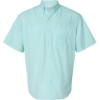 Custom Mens Hatteras Performance Short Sleeve Fishing Shirt Aqua Blue