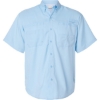 Custom Mens Hatteras Performance Short Sleeve Fishing Shirt Blue Mist