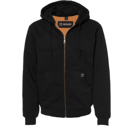 Custom Mens Crossfire Heavyweight Power Fleece Hooded Jacket with Thermal Lining Black