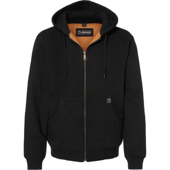 Custom Mens Tall Crossfire Heavyweight Power Fleece Hooded Jacket with Thermal Lining Black