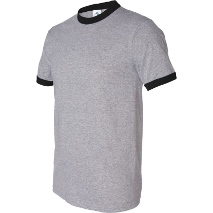 Custom Unisex 50/50 Ringer T-Shirt Athletic Heather/ Black