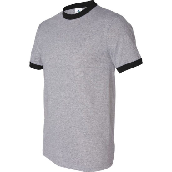 Custom Unisex 50/50 Ringer T-Shirt Athletic Heather/ Black