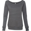 Custom Women’s Sponge Fleece Wide Neck Sweatshirt Dark Grey Marble