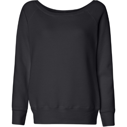 Custom Women’s Sponge Fleece Wide Neck Sweatshirt Solid Black Triblend