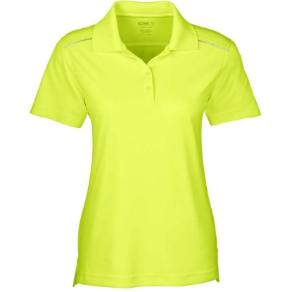 Custom Womens Radiant Performance Piqué Polo with Reflective Piping Safety Yellow