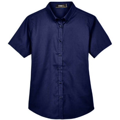 Custom Womens Optimum Short Sleeve Twill Shirt Classic Navy