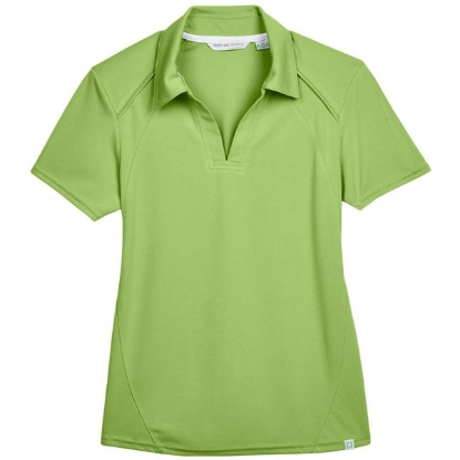 Custom Womens Recycled Polyester Performance Pique Polo Cactus Green