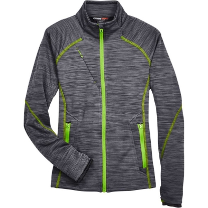 Custom Womens Flux Mélange Bonded Fleece Jacket Carbon/ Acid Green