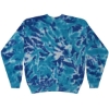 Custom Unisex Tie-Dyed Fleece Crewneck Sweatshirt Multi Blue