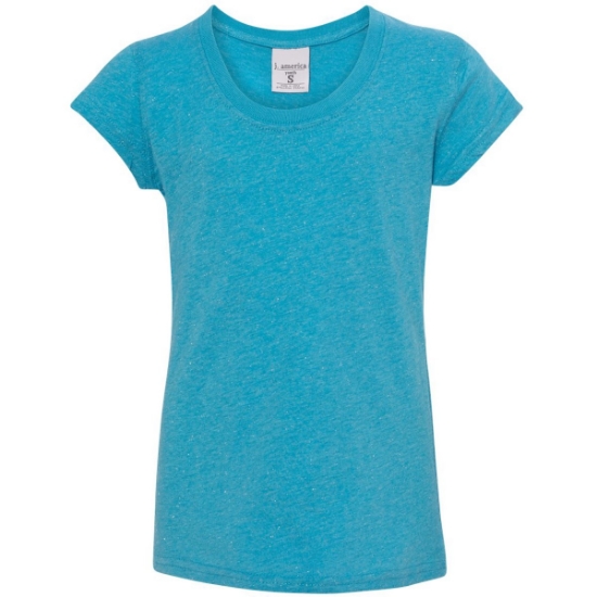 Custom Youth Glitter T-Shirt Maui Blue/ Silver