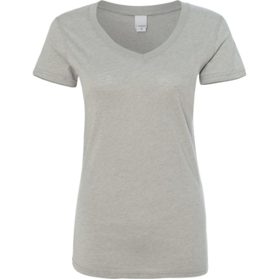 Custom Women’s Glitter V-Neck T-Shirt Oxford/ Silver