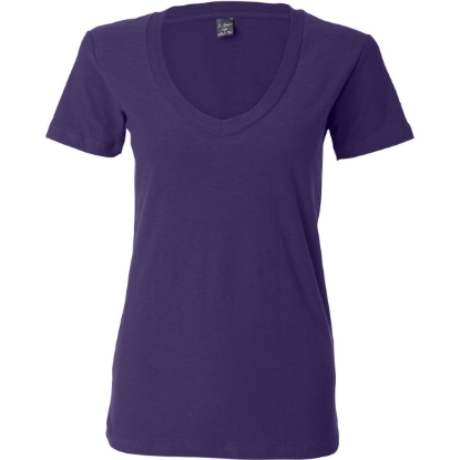 Custom Womens V-Neck Slub T-Shirt Very Berry