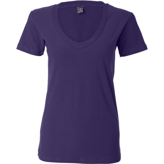 Custom Womens V-Neck Slub T-Shirt Very Berry