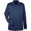 Custom Mens Cool & Dry Long Sleeve Mesh Piqué Polo Navy