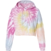 Custom Womens Tie-Dyed Crop Hooded Sweatshirt Desert Rose