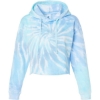 Custom Womens Tie-Dyed Crop Hooded Sweatshirt Lagoon
