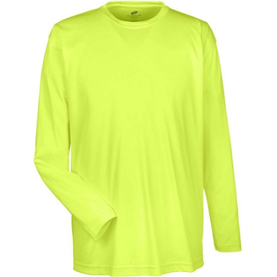 Custom Mens Cool & Dry Sport Long Sleeve Performance Interlock T-Shirt Bright Yellow
