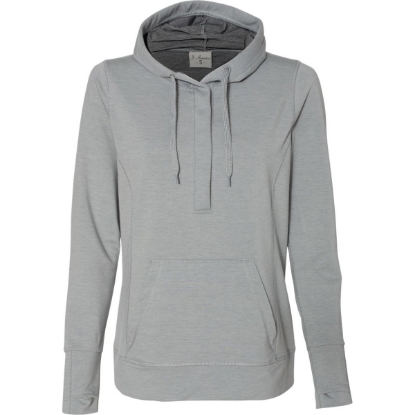 Custom Women’s Omega Stretch Snap-Placket Hooded Sweatshirt Silver Grey Triblend