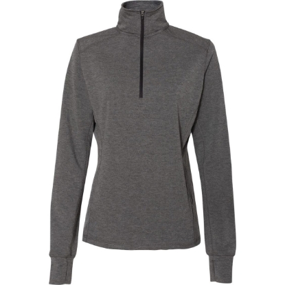 Custom Women’s Omega Stretch Quarter-Zip Pullover Charcoal Triblend