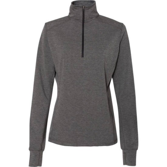 Custom Women’s Omega Stretch Quarter-Zip Pullover Charcoal Triblend