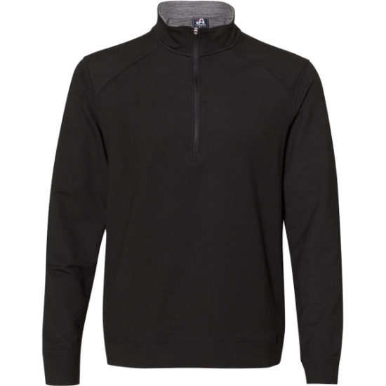 Custom Mens Omega Stretch Quarter-Zip Pullover Black Triblend