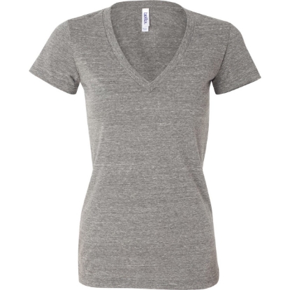 Custom Women’s Triblend Deep V-Neck Tee Grey Triblend