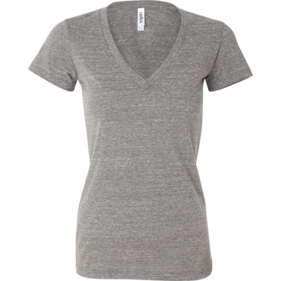 Custom Women’s Triblend Deep V-Neck Tee Grey Triblend